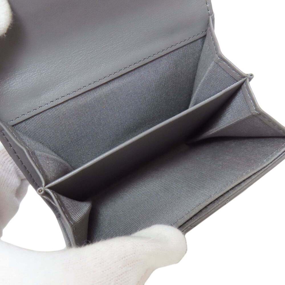 CHANEL Authentic Gray Lambskin Leather Logo Wallet - Picture 5 of 11